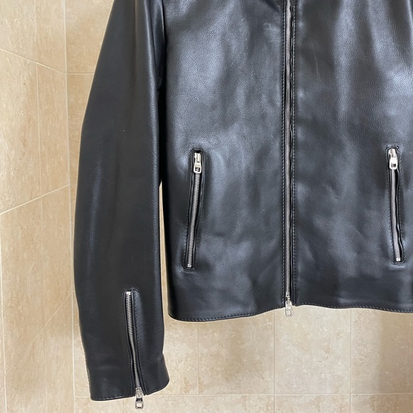 SOLD 😃 NWT  DUNHILL Men’s Black Leather Motorcycle Jacket Sz. S - Picture 4 of 11